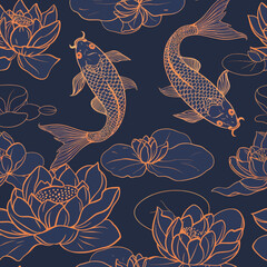 a fish and a flower on a blue background