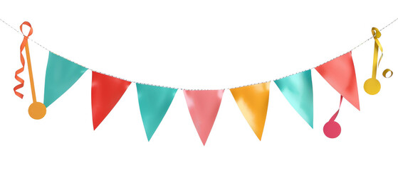 Obraz premium Colorful triangle bunting flags strung together.