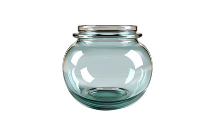 Empty glass jar with a round body and a wide mouth.  Perfect for storing food, crafts, or other items.