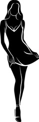 Silhouette of Women In Mini Dress. Vector illustration