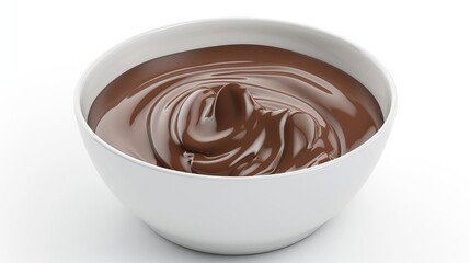 rich melted chocolate cream swirling inside white bowl isolated on white background 3d rendering