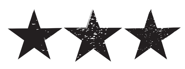 Set of grunge black star imprints