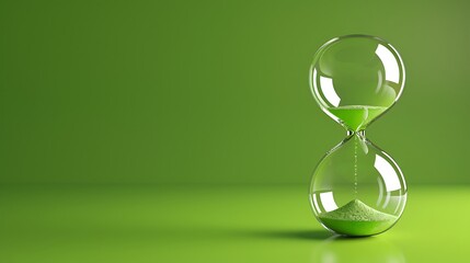 Hourglass isolated on green background