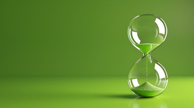 Hourglass isolated on green background