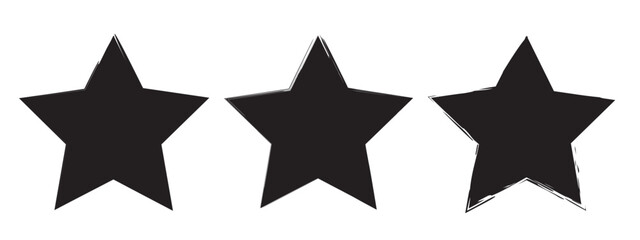 Set of grunge black star imprints