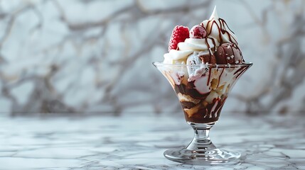 Ice cream sundae grey background