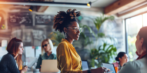 A person measuring business results and communicating it to their team in the boardroom