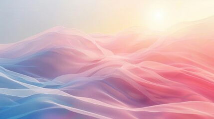 Obraz premium serene asian landscape with gentle pastel waves and sunlight abstract background
