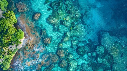 Coastline with vibrant coral reefs img