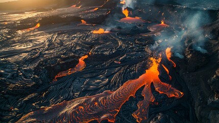 Volcanic landscape with lava flows picture