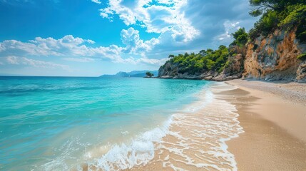 serene mediterranean coast with turquoise water and sandy beach summer landscape