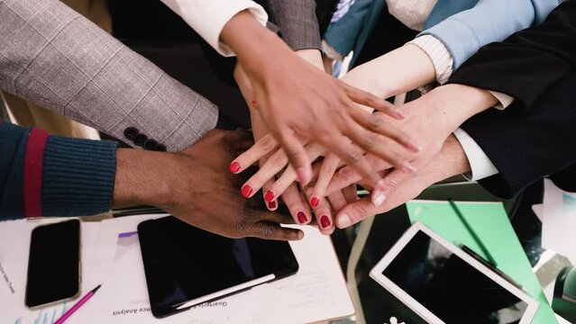 Multiethnic Business Team Hands Together - Collaboration and Unity