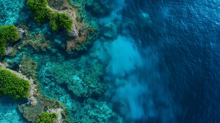Obraz premium Ocean reefs with bright blues