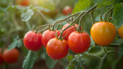 Cherry Tomatoes growing on the farm outdoors