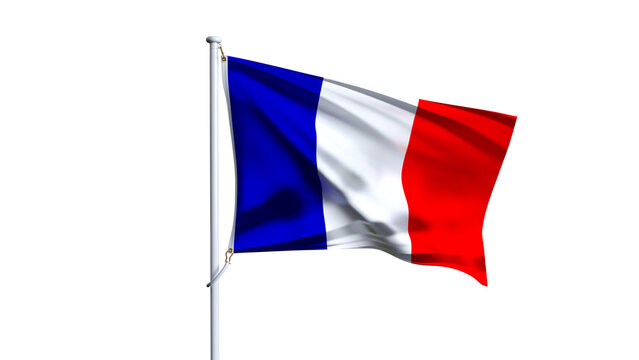 Waving flag of french isolated on transparent background. drapeau de france