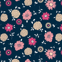 Fototapeta premium Dandelion, daisy and spring flowers pattern