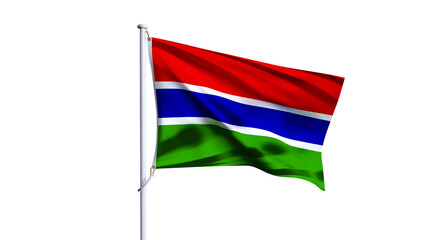Waving flag of gambia isolated on transparent background.