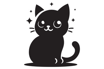 Cat silhouette. Vector in monochrome style on white background.