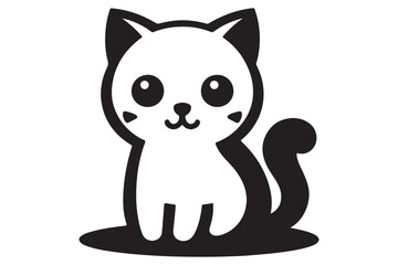 Cat silhouette. Vector in monochrome style on white background.