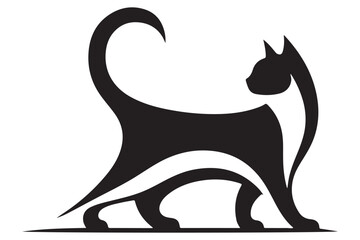 Cat silhouette. Vector in monochrome style on white background.
