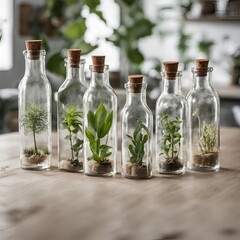 Bottles of Plants in Glass