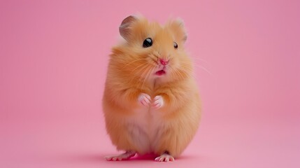 Sweety golden hamster pink background