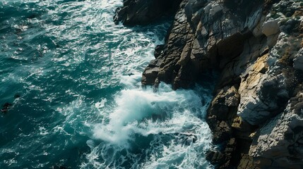 Coastal cliff with crashing waves picture