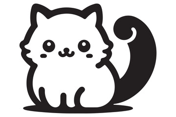 Cat silhouette. Vector in monochrome style on white background.