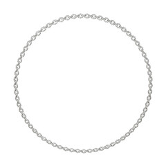 Enclosed by Steel: 3D Chain Art. 3D illustration features sharp-tipped metal chains, skillfully crafted into a perfect circular frame (transparent PNG). A captivating element for modern art projects.