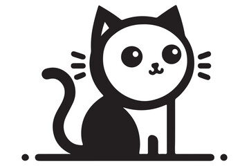 Cat silhouette. Vector in monochrome style on white background.