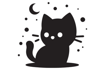 Cat silhouette. Vector in monochrome style on white background.