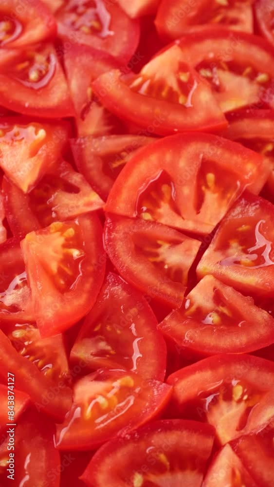 Wall mural sliced red tomatoes, rotation