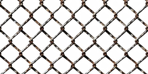 Fototapeta premium Close-Up of a Black Chain Link Fence With a White Background