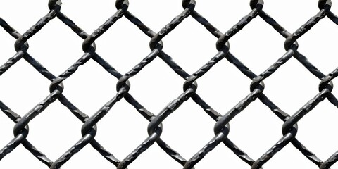 Close-Up of a Black Chain Link Fence With a White Background