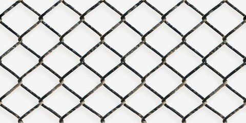 Fototapeta premium Close-Up of a Black Chain Link Fence With a White Background