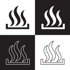 Set of heat icons. Wavy up arrows symbols, steam moving up. Heat wave of steam, heat arrows, superheated steam, hot air flow. Vector illustration.  EPS 10