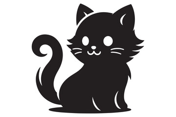 Cat silhouette. Vector in monochrome style on white background.