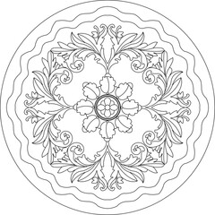 Vector silhouette illustration sketch traditional ethnic vintage classic rosette logo icon design detail drawing