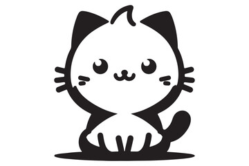 Cat silhouette. Vector in monochrome style on white background.