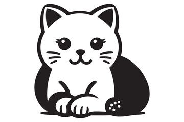 Cat silhouette. Vector in monochrome style on white background.