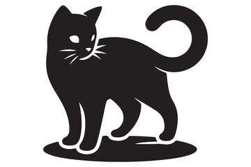 Cat silhouette. Vector in monochrome style on white background.