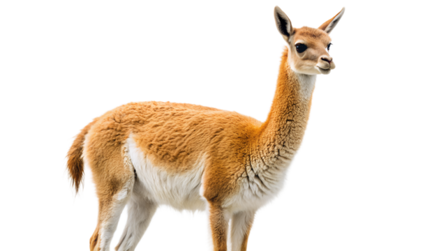 a vicuna, a South American animal native to the Andes mountains. vicuna have a light brown and white coat, with a long neck and small head