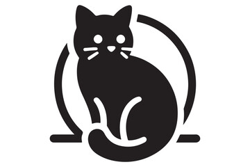 Cat silhouette. Vector in monochrome style on white background.