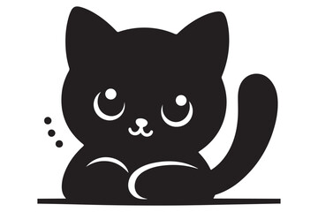 Cat silhouette. Vector in monochrome style on white background.