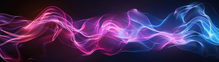 Bright neon pink and blue abstract shapes on a black background