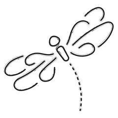 dragonfly brush strokes on a white background. Vector illustration.