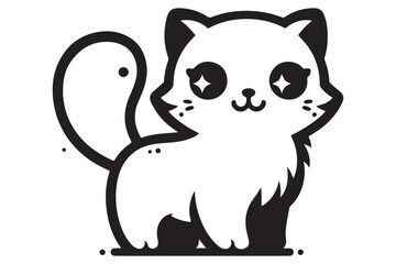 Cat silhouette. Vector in monochrome style on white background.