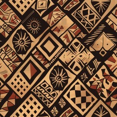 sophisticated seamless pattern print  inspired by hawaiian native indigenous people art, non western culture. 
