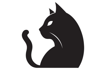 Cat silhouette. Vector in monochrome style on white background.