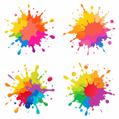 Splash of paints. Blobs. Paint splatter colourful set. Splashing spots effect shape. Multicolored splash paintbrush liquid. Painting - activity. Vector splash of paints isolated on white background.